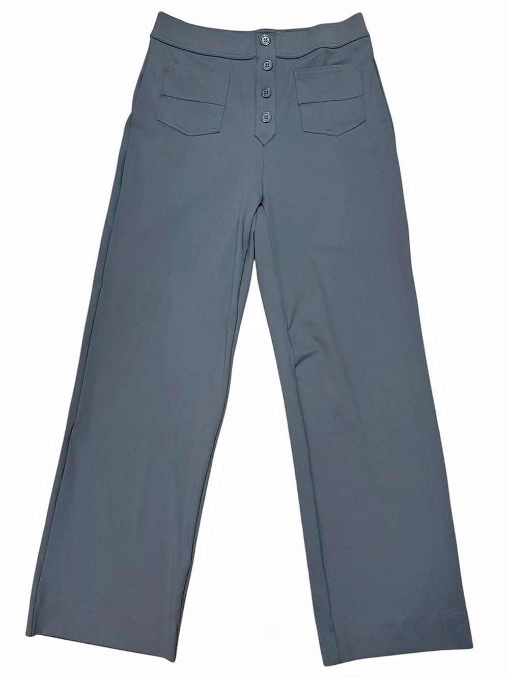 Halara Women's Gray Work Pants with Faux Button Detail! Size Medium! Pull on!